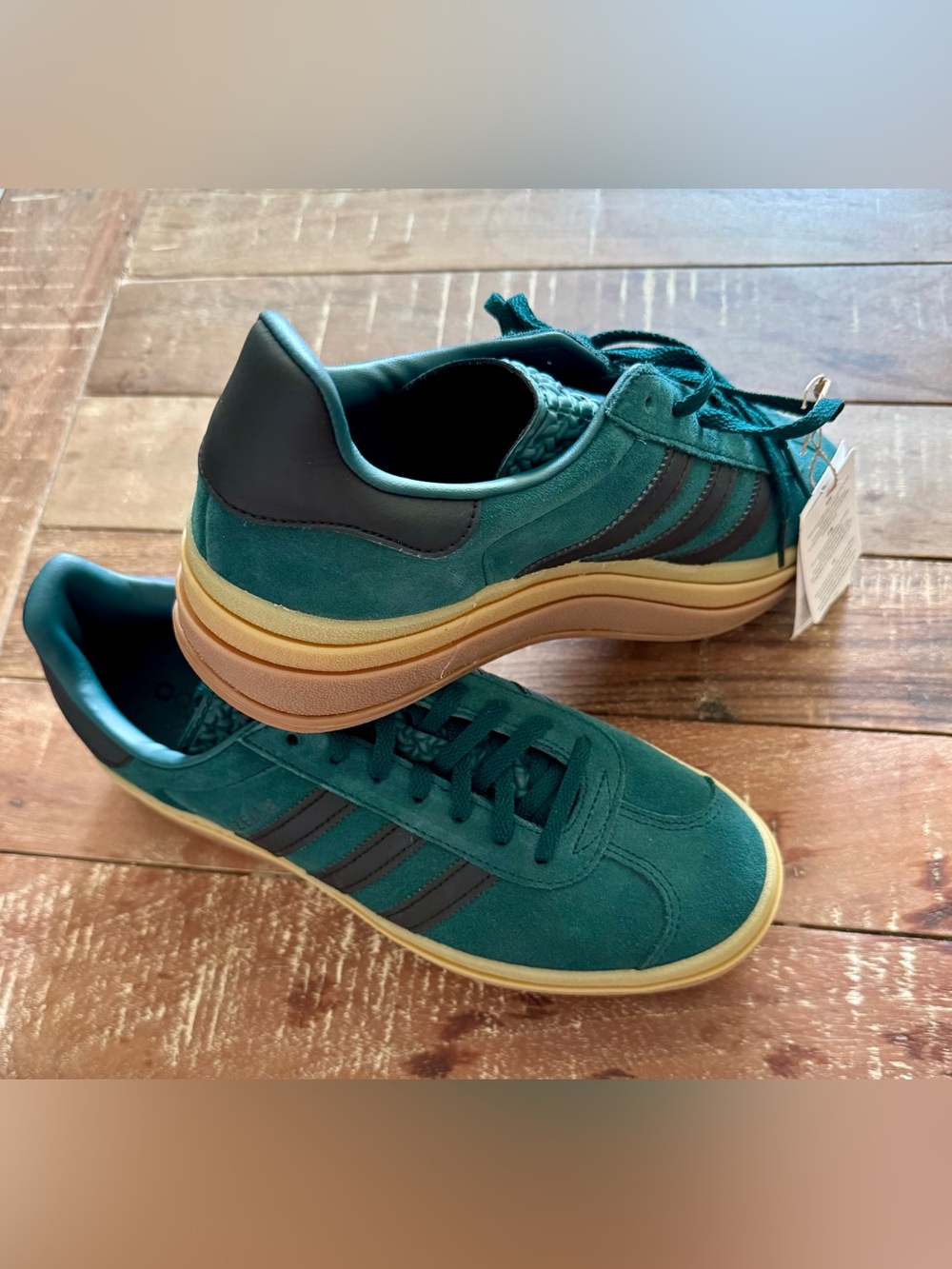 Adidas Gazelle Bold W Green Platform Sneakers Women’s 9.5 Originals NWT